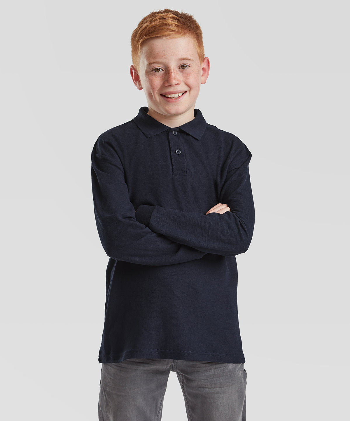 Kids long sleeve 65/35 polo | white