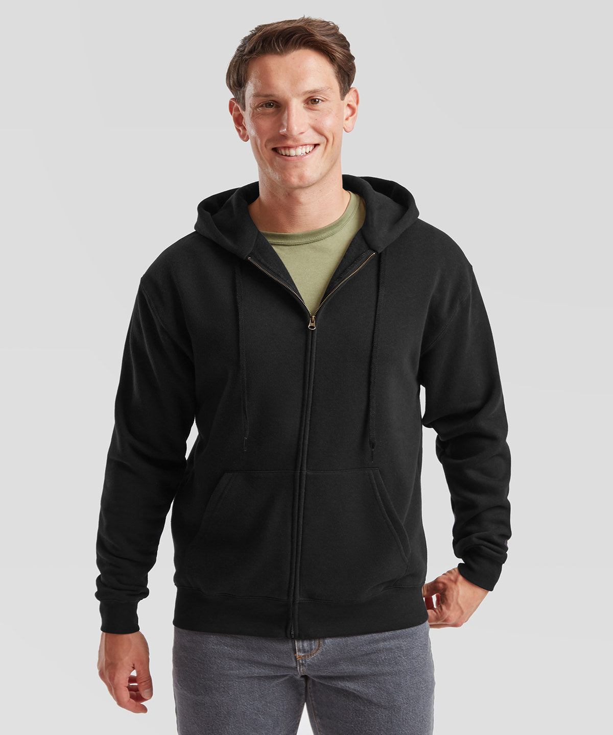 Premium 70/30 hooded sweatshirt jacket | heather grey