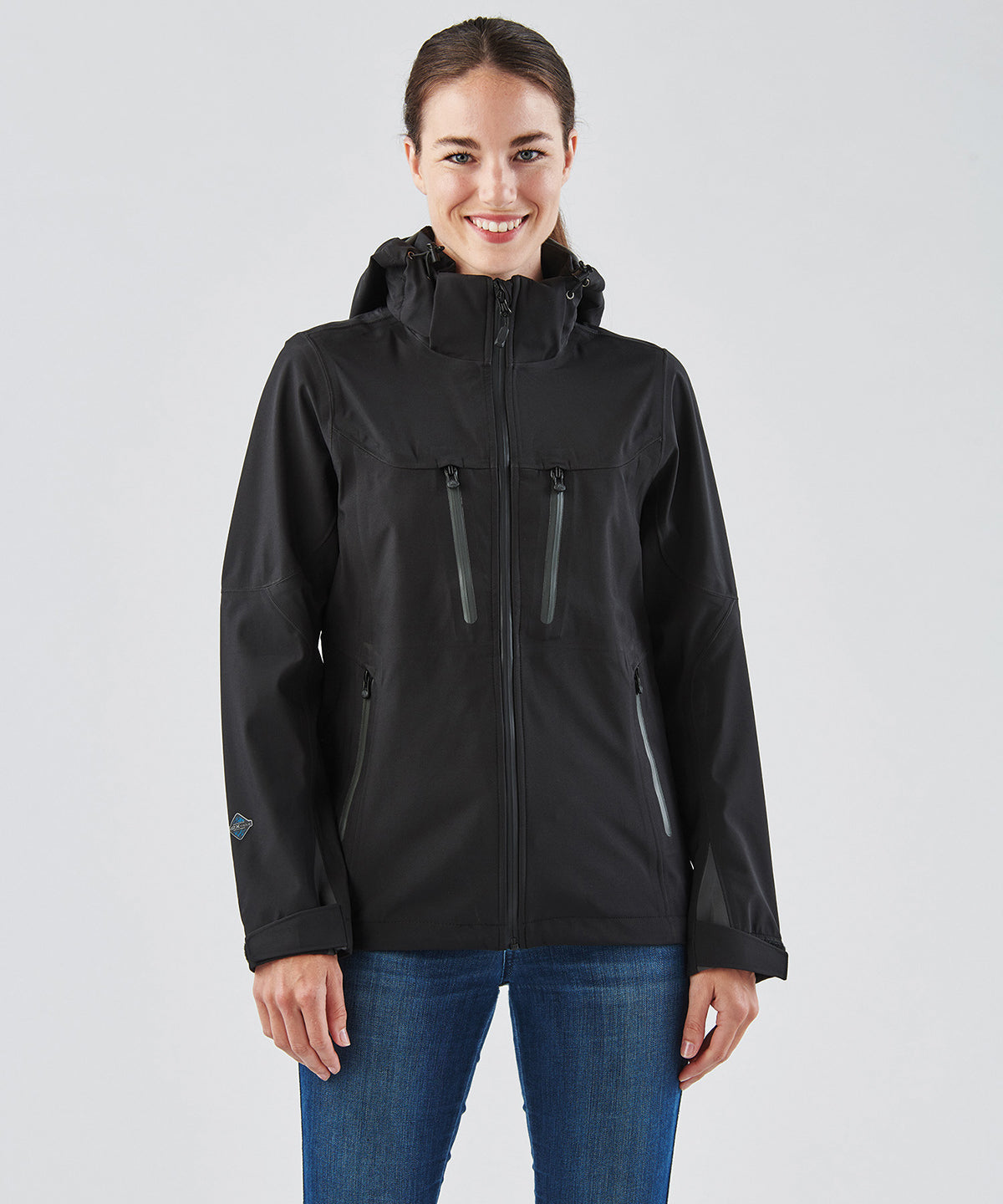 Womens Patrol technical softshell jacket | black/carbon