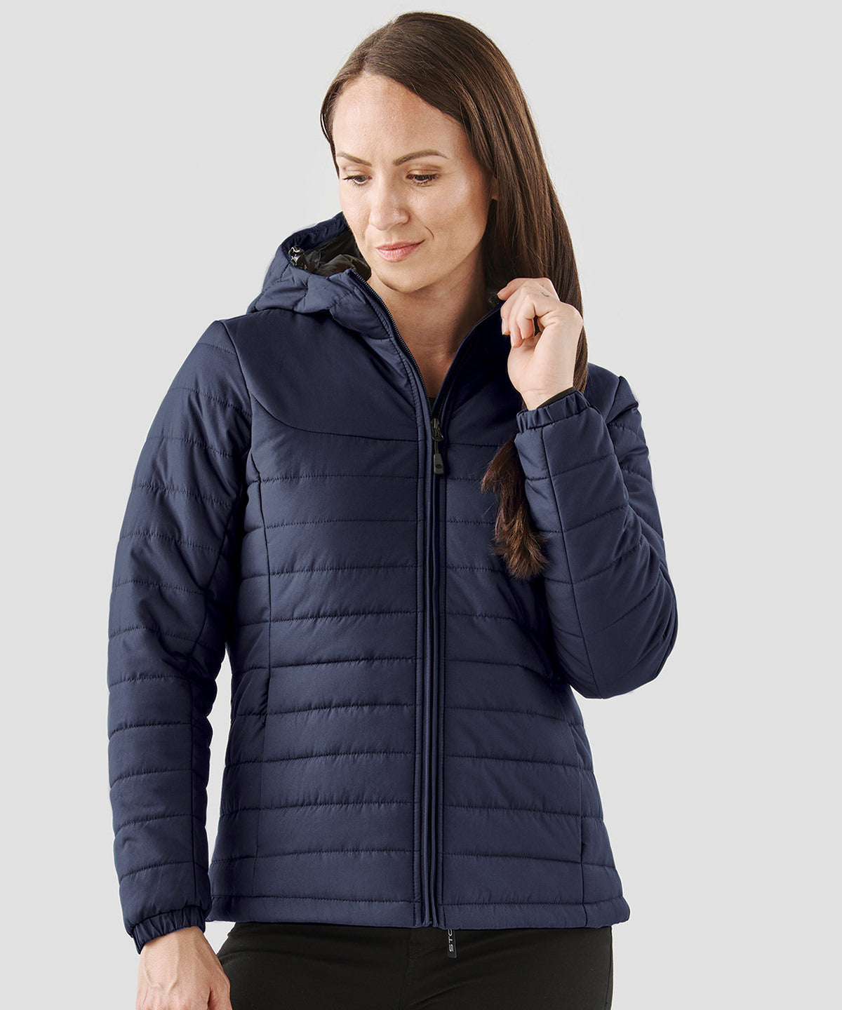 Womens Nautilus quilted hooded jacket | black