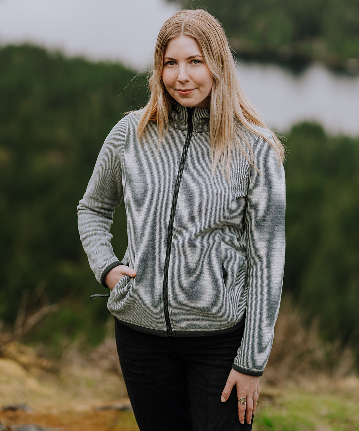 Womens Medusa fleece hoodie | charcoal stripe