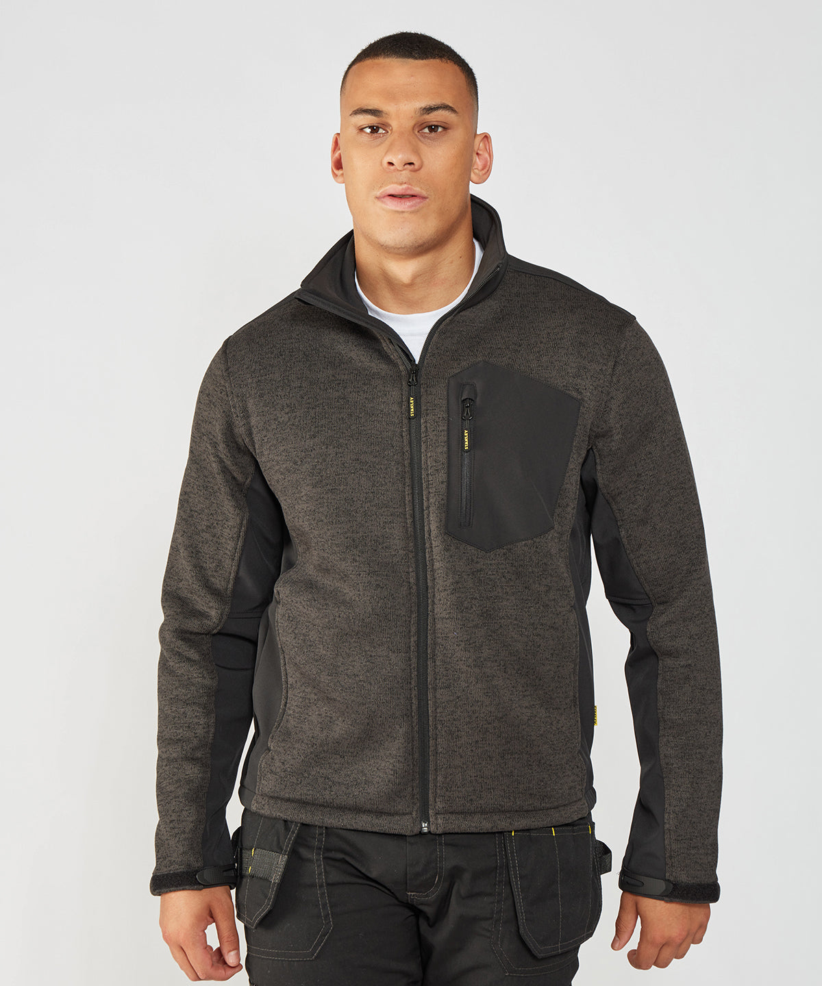 Brady zip-through knitted fleece | black