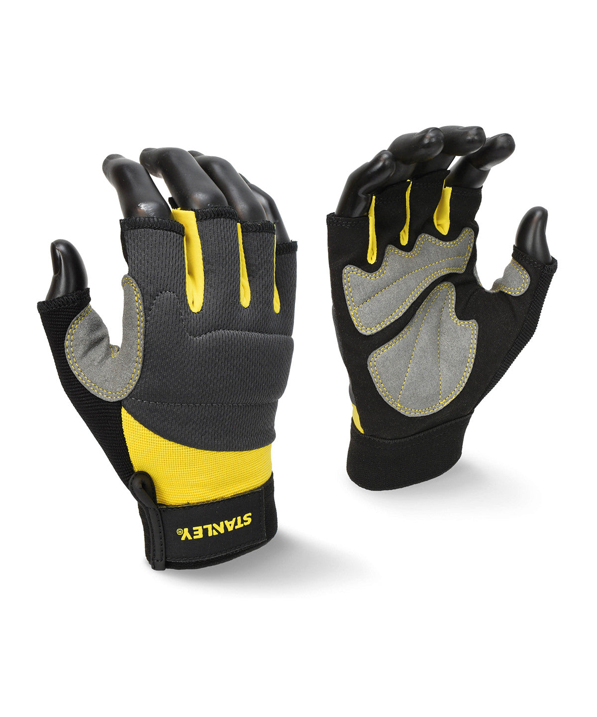 Stanley fingerless performance gloves | grey/black/yellow