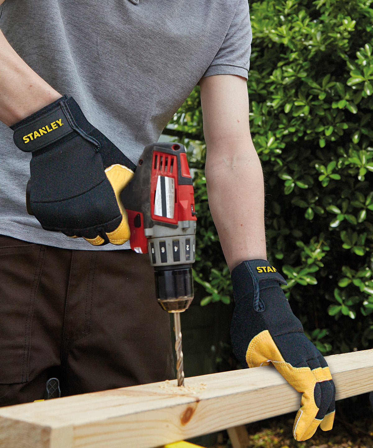 Stanley performance leather hybrid gloves | black/yellow