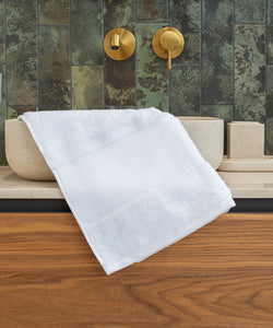 Organic hand towel with printable border | white