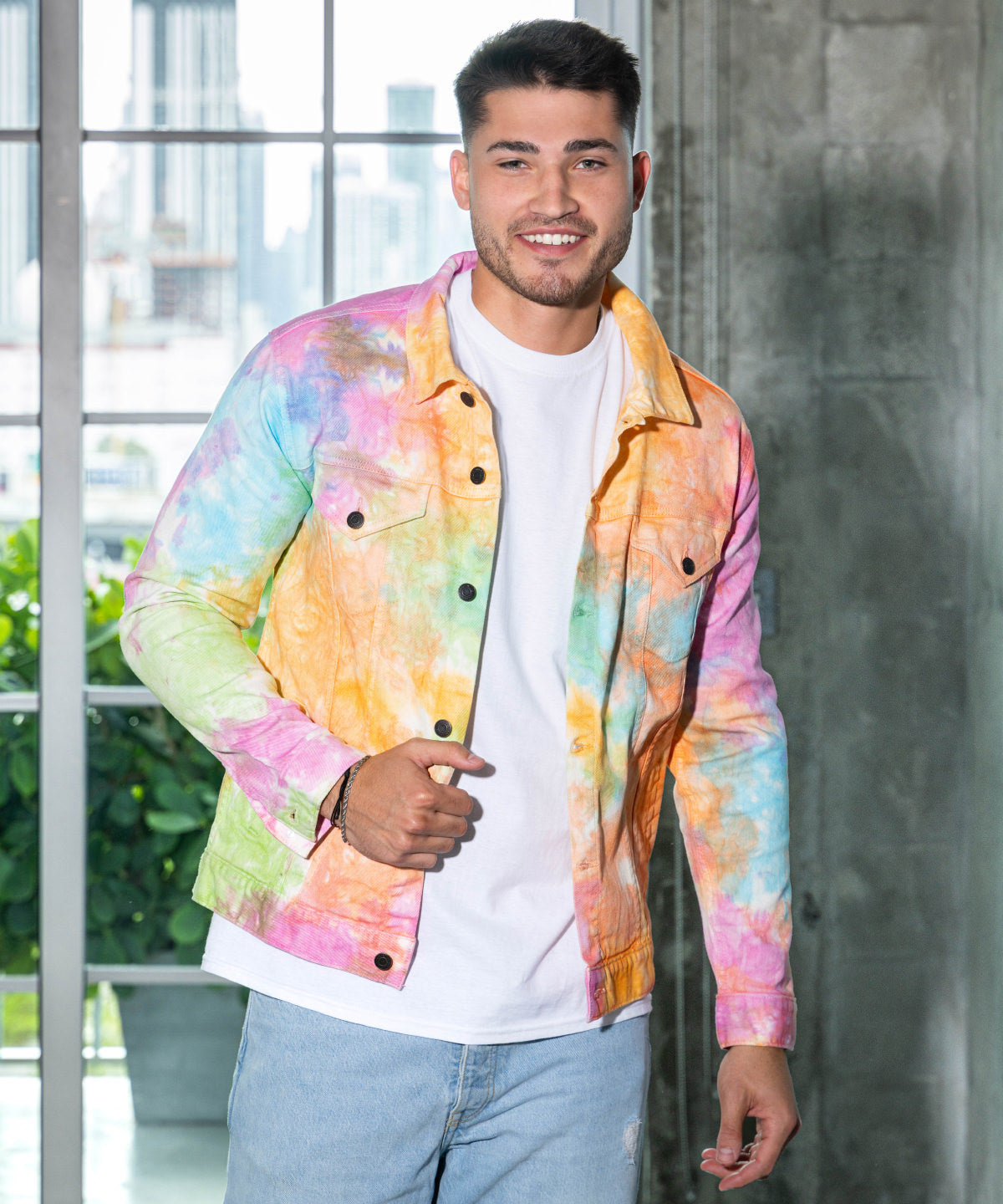 Tie-dye denim jacket | crystal black