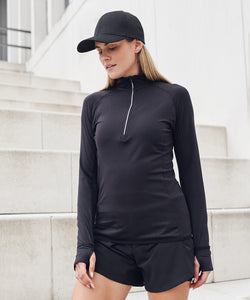 Womens long-sleeved  zip top | black