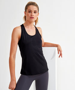 Womens TriDri® yoga knot vest | black