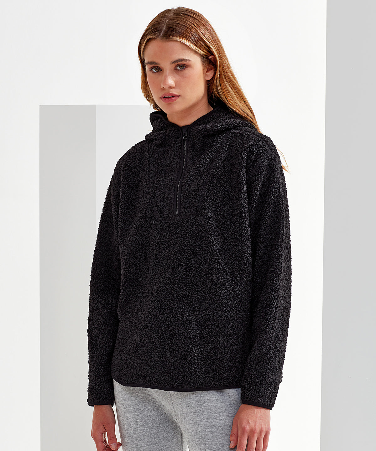 Womens TriDri® sherpa -zip hoodie | black