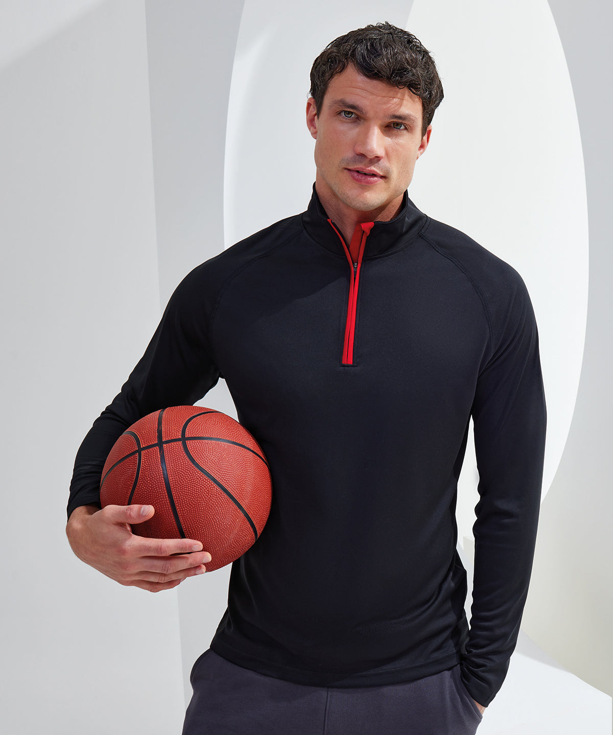 TriDri® long sleeve performance zip | black/white