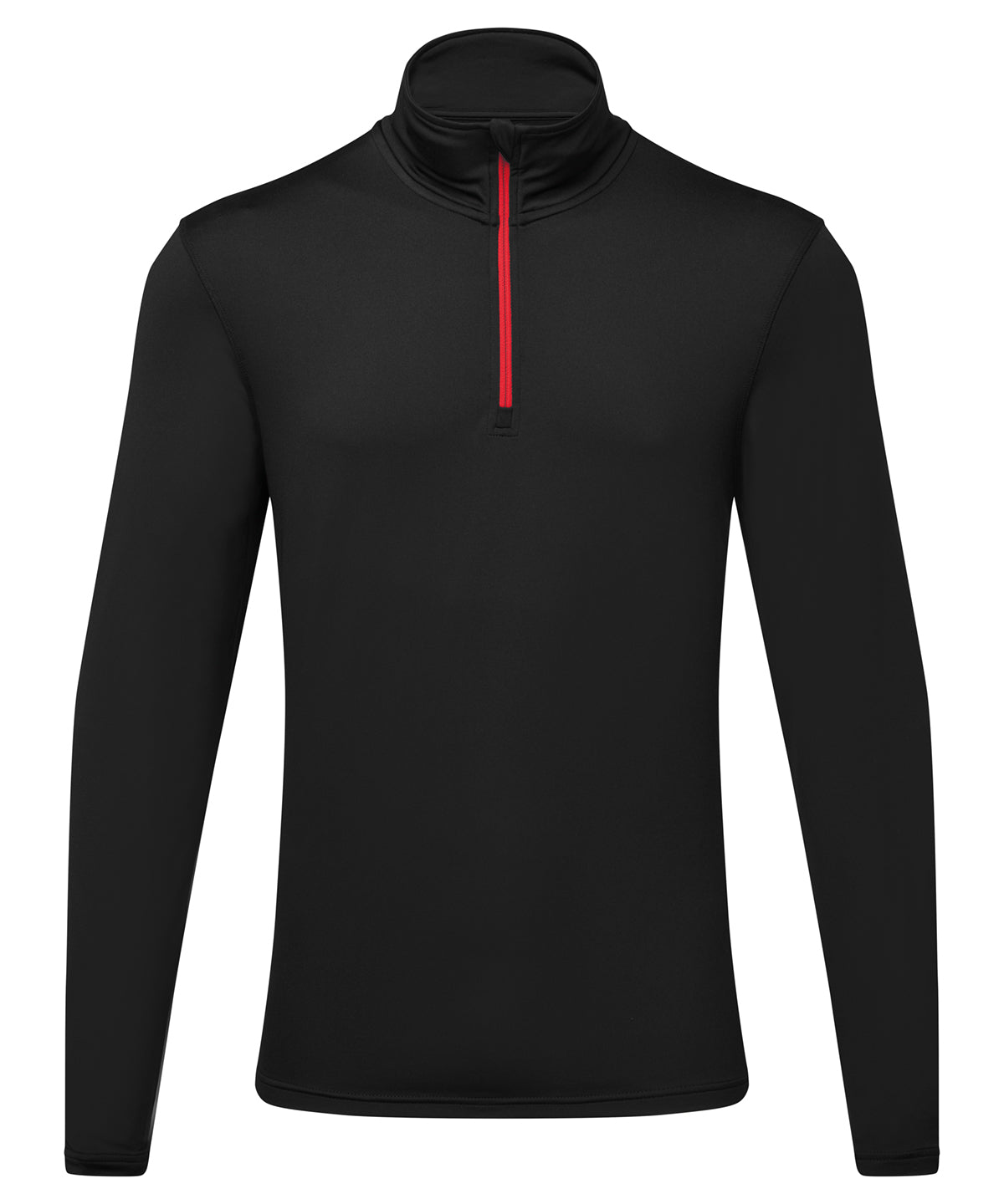 TriDri® recycled long sleeve brushed back  zip top | black/red