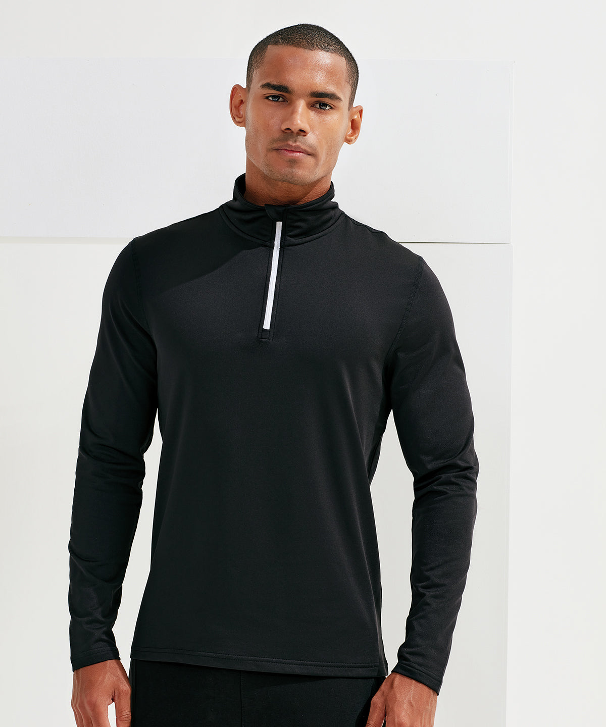 TriDri® recycled long sleeve brushed back  zip top | french navy/white