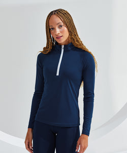 Womens TriDri® long sleeve performance  zip | black melange/black