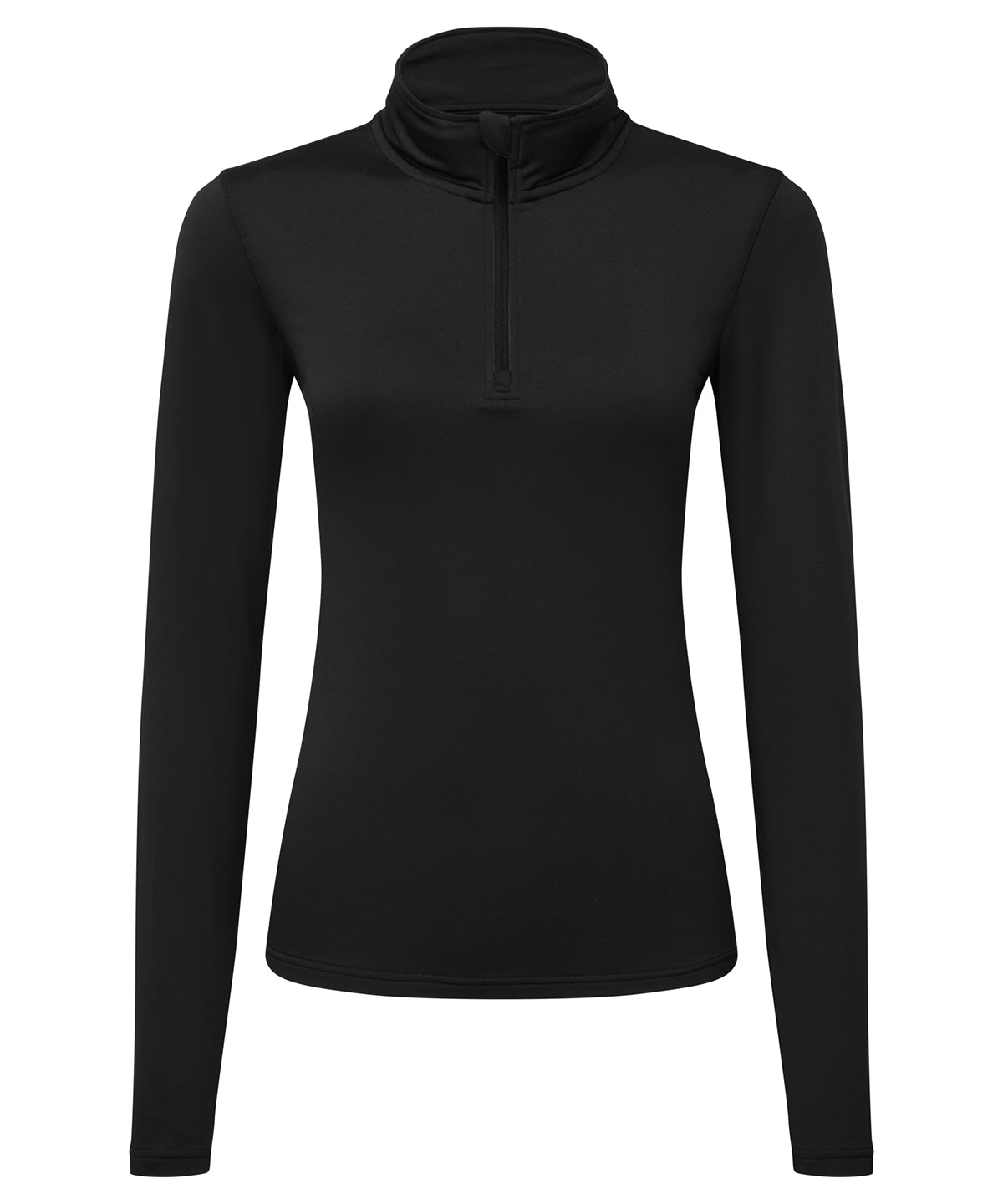 Womens TriDri® recycled long sleeve brushed back  zip top | black/black