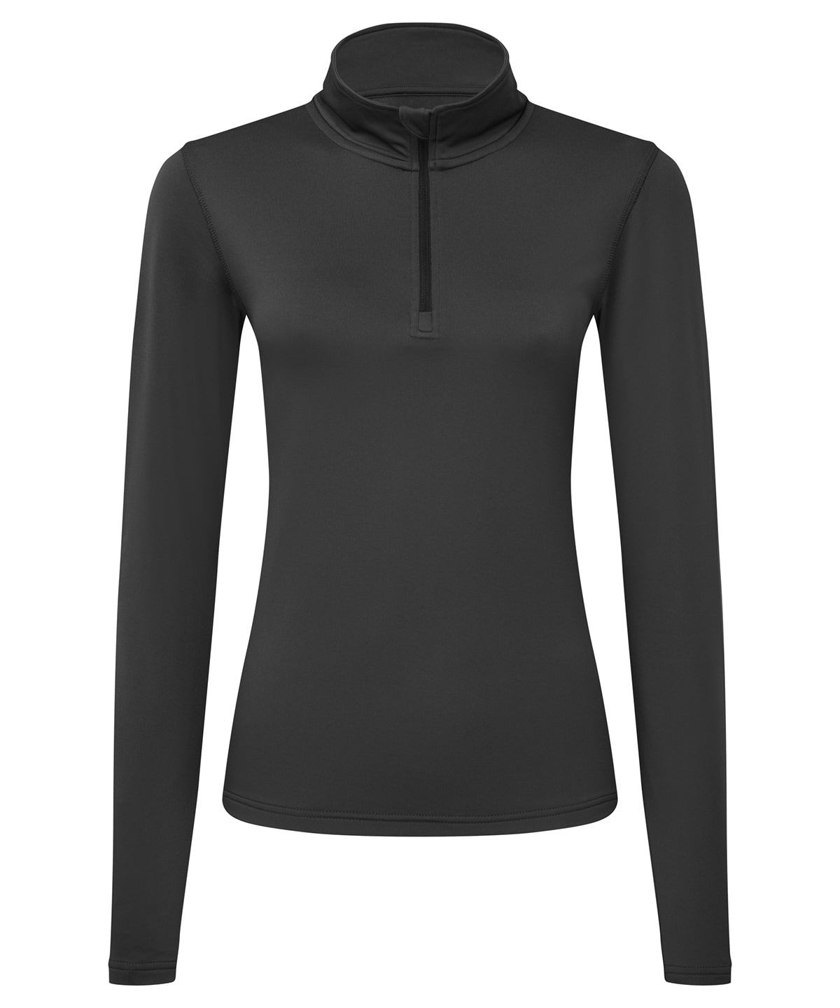 Womens TriDri® recycled long sleeve brushed back  zip top | charcoal/black
