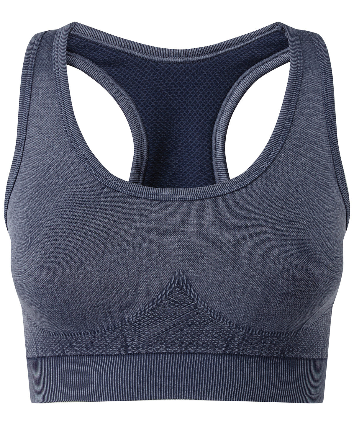 TriDri® seamless 3D fit multi-sport denim look bra | indigo denim