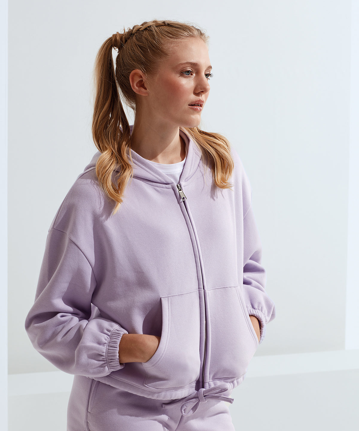 Womens TriDri® recycled drawstring full-zip hoodie | nude