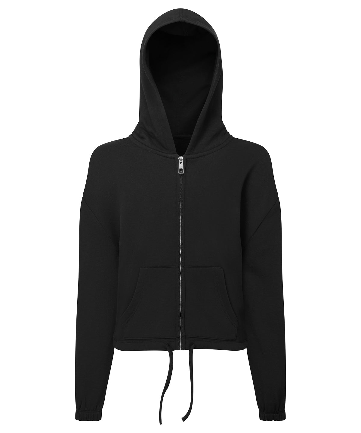 Kids TriDri® recycled cropped oversize full-zip hoodie | Black