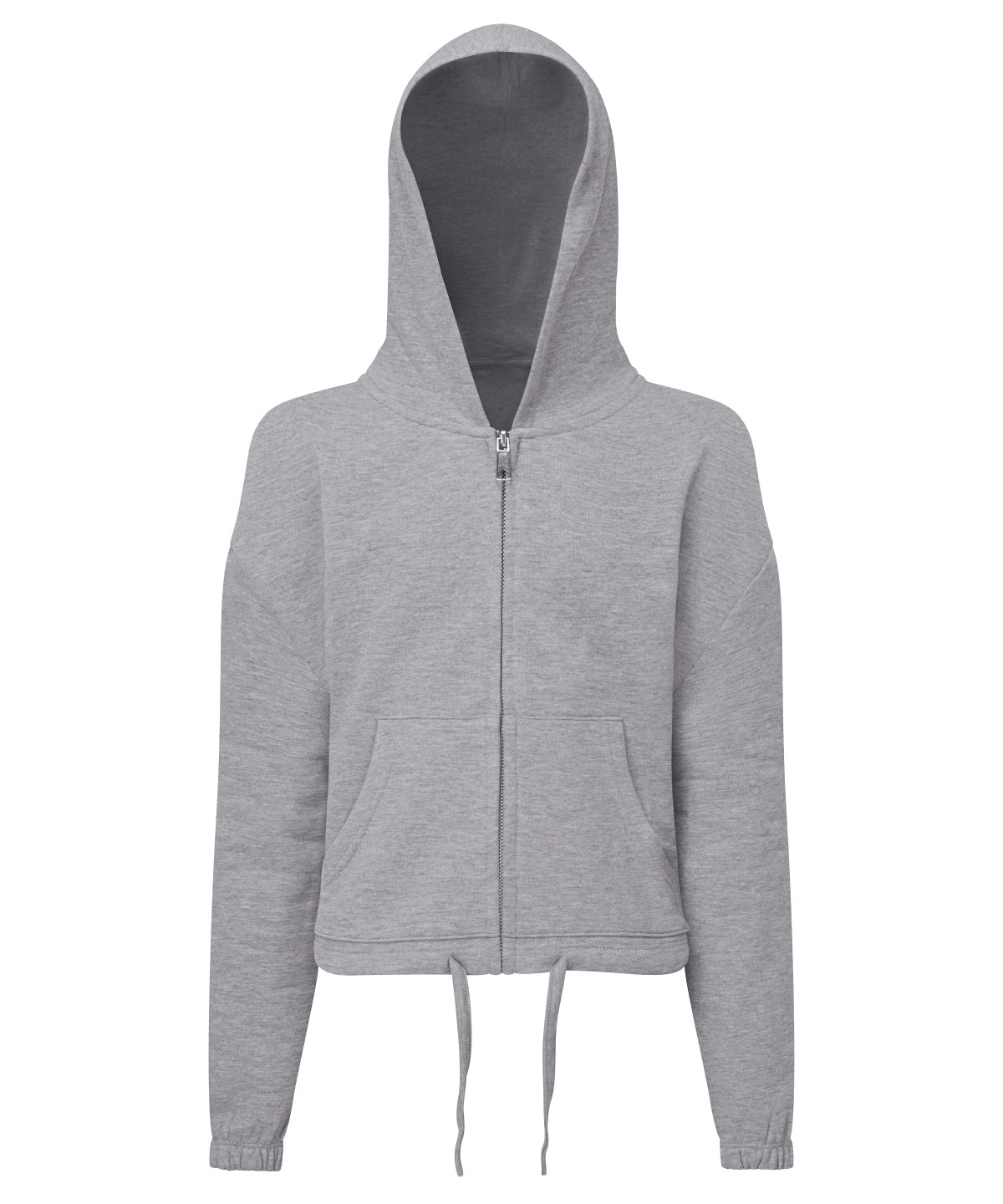 Kids TriDri® recycled cropped oversize full-zip hoodie | heather grey