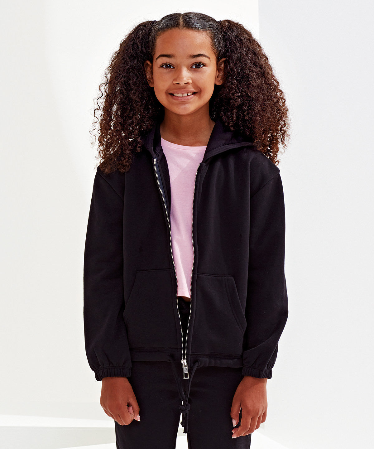 Kids TriDri® recycled cropped oversize full-zip hoodie | heather grey