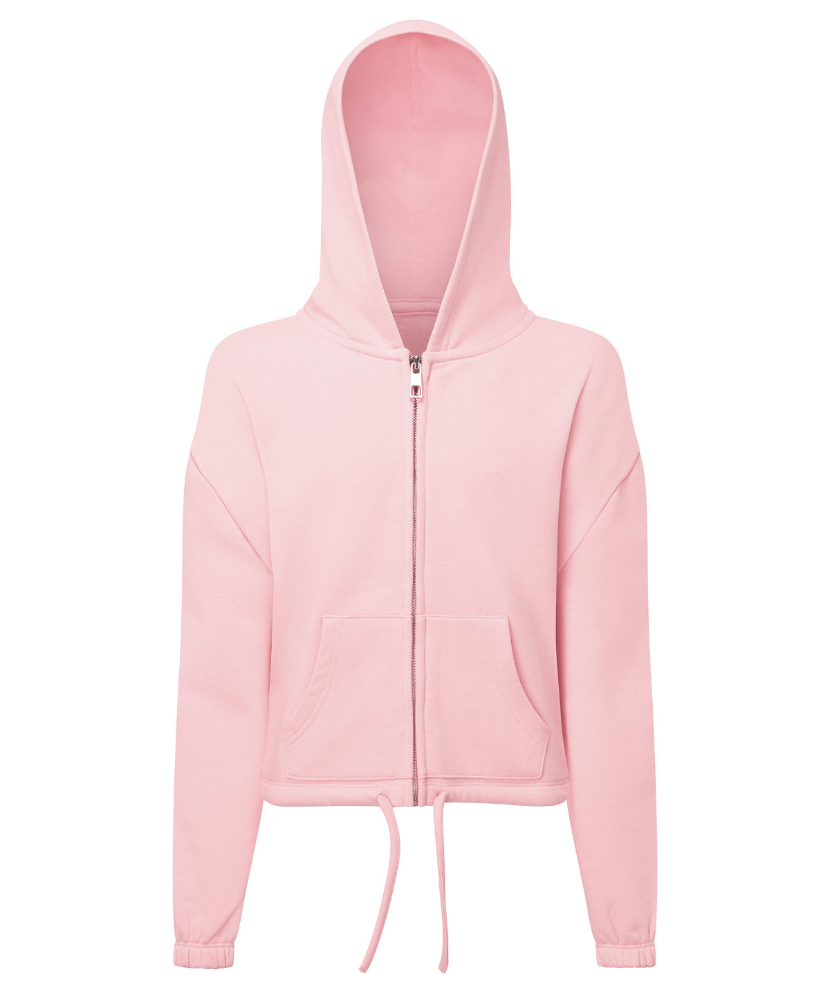 Kids TriDri® recycled cropped oversize full-zip hoodie | light pink