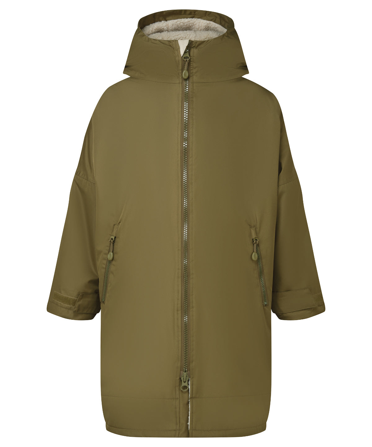 Kids TriDri® All-seasons waterproof changing robe | olive/natural