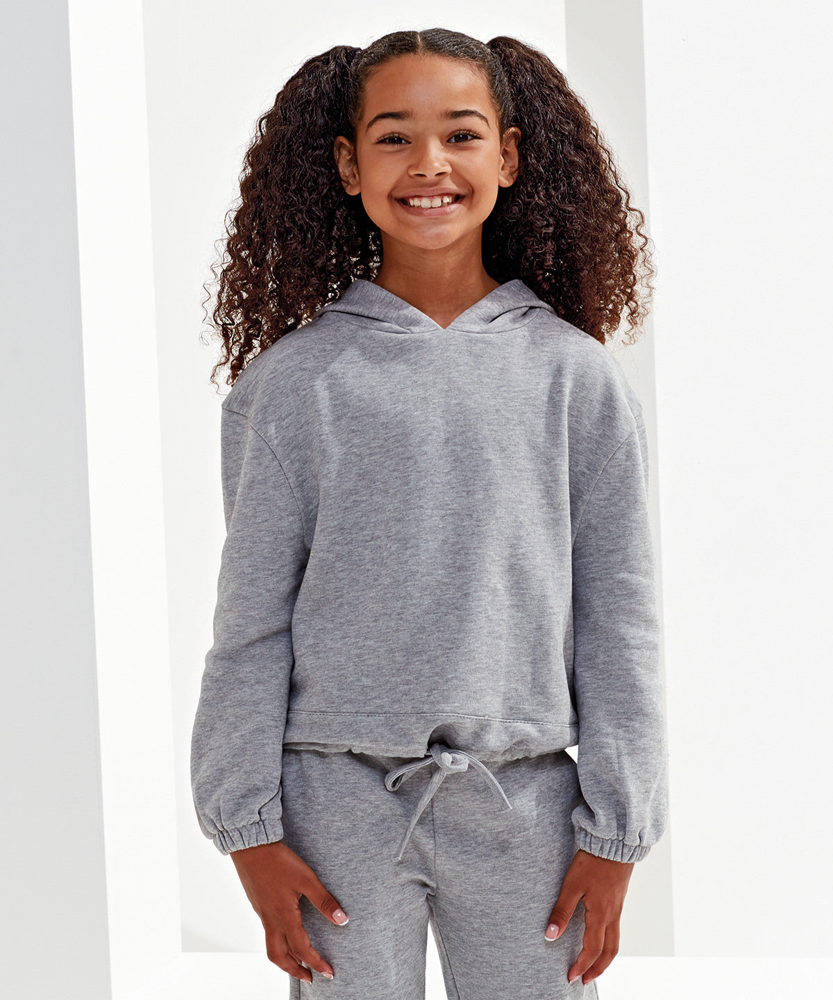Kids TriDri® recycled cropped oversize hoodie | heather grey