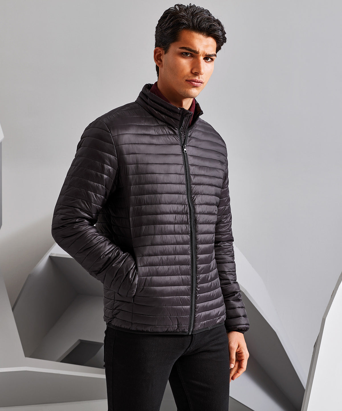 Tribe fineline padded jacket | black
