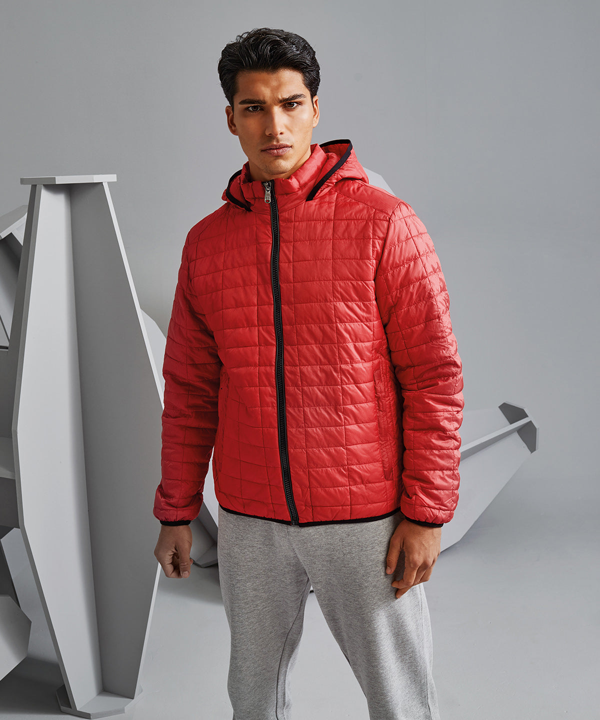 Honeycomb hooded jacket | white