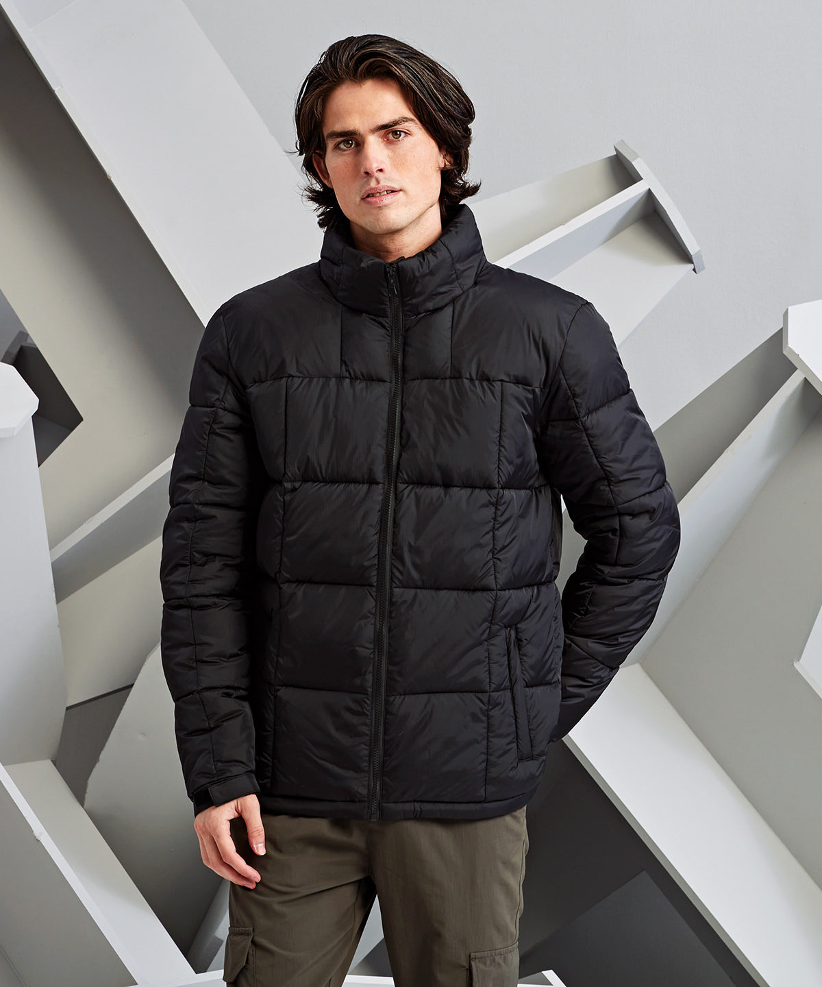 Fourteener box quilt jacket | black/red