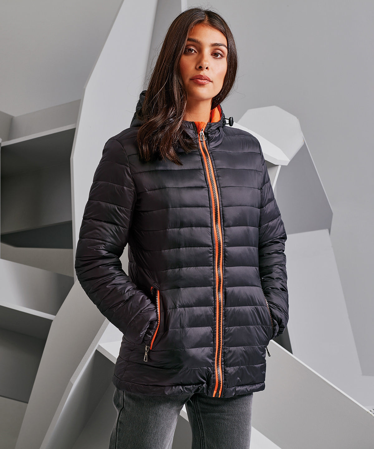Womens padded jacket | red/navy