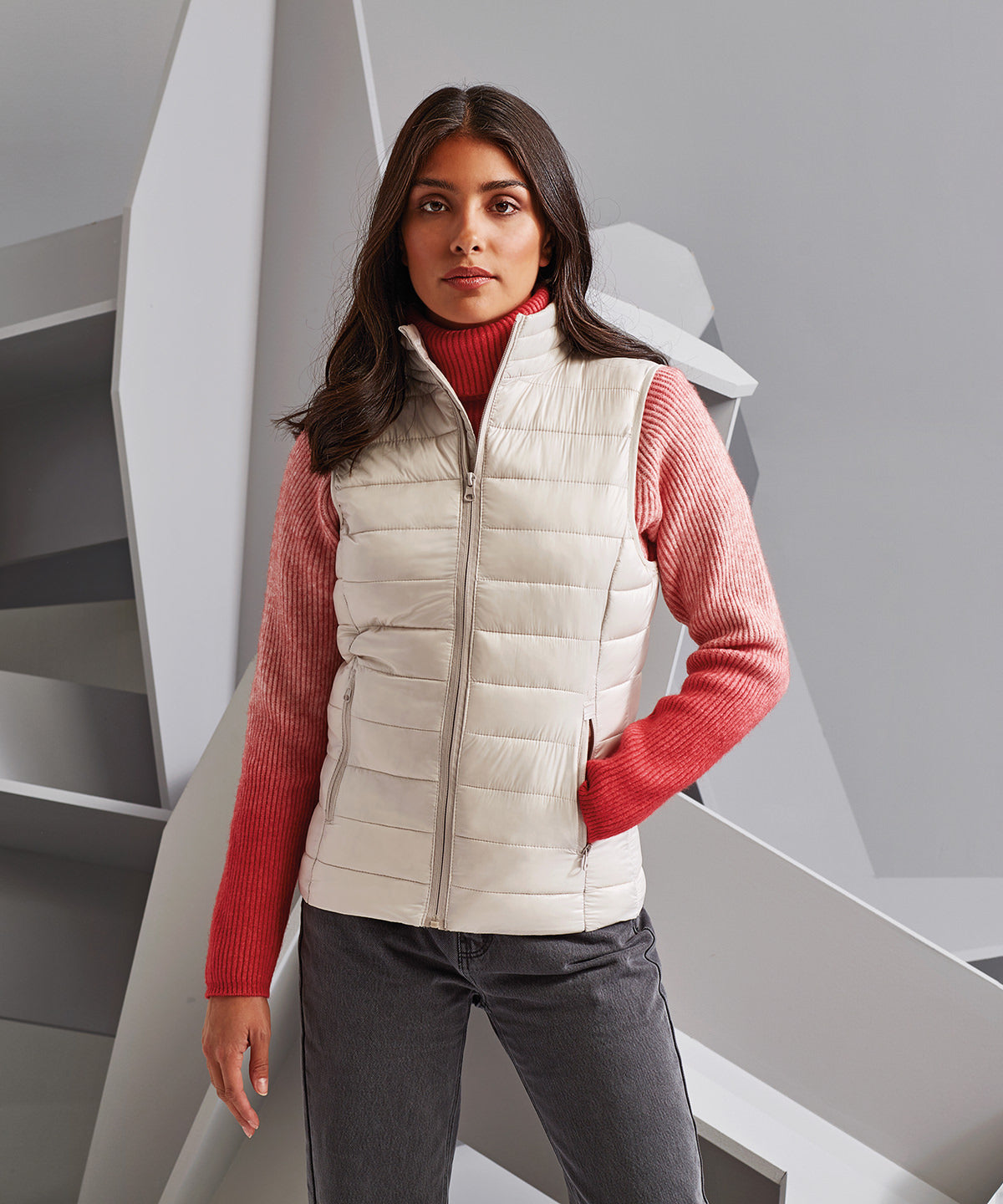 Womens terrain padded gilet | silver