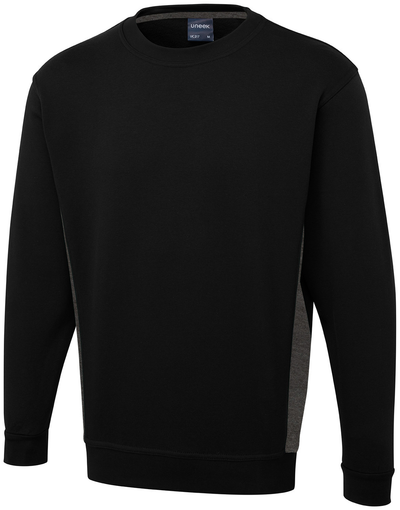 Two Tone Crew New Sweatshirt | Black/Charcoal