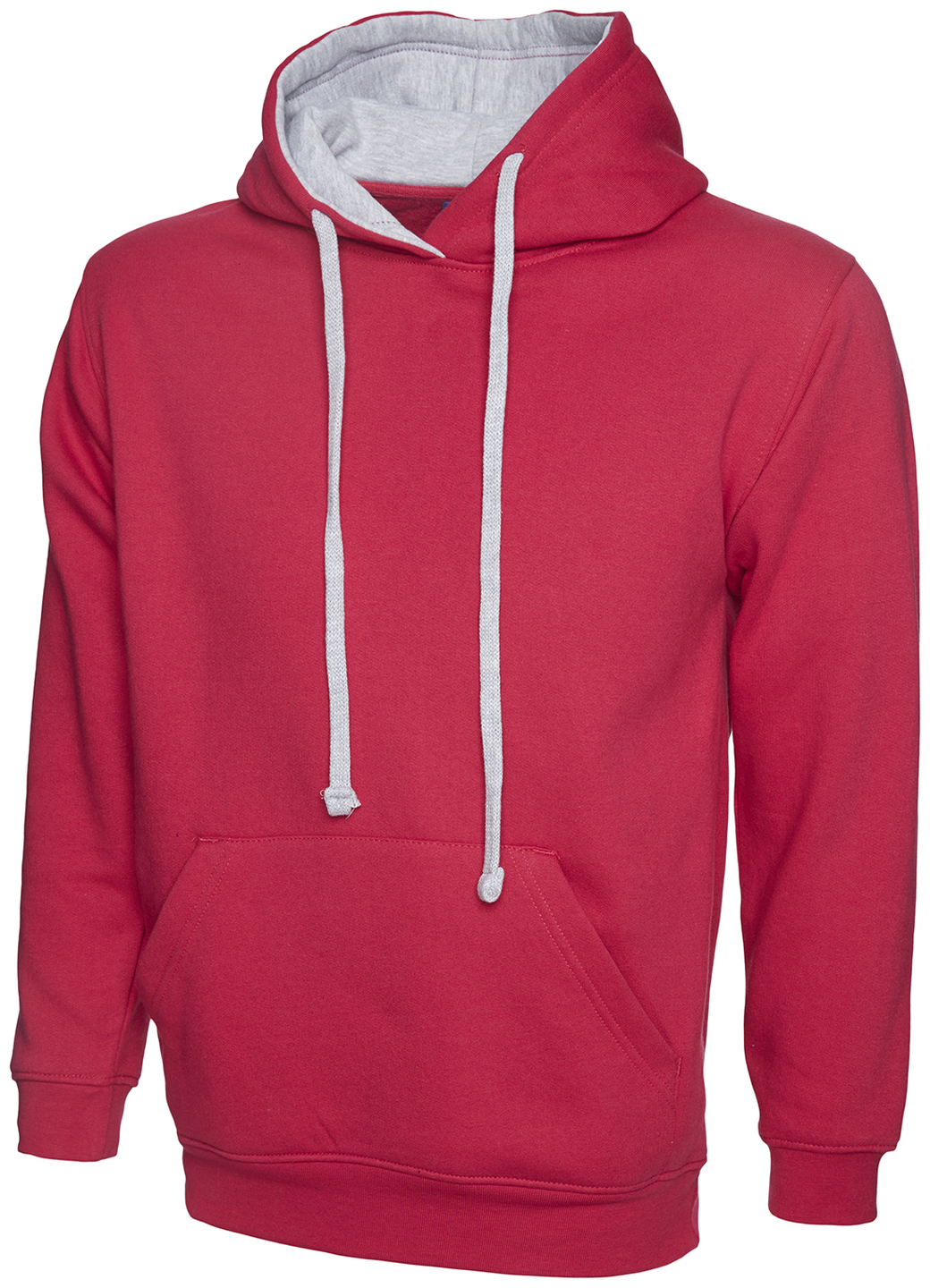 Contrast Hooded Sweatshirt  | Fuchsia/Heather Grey