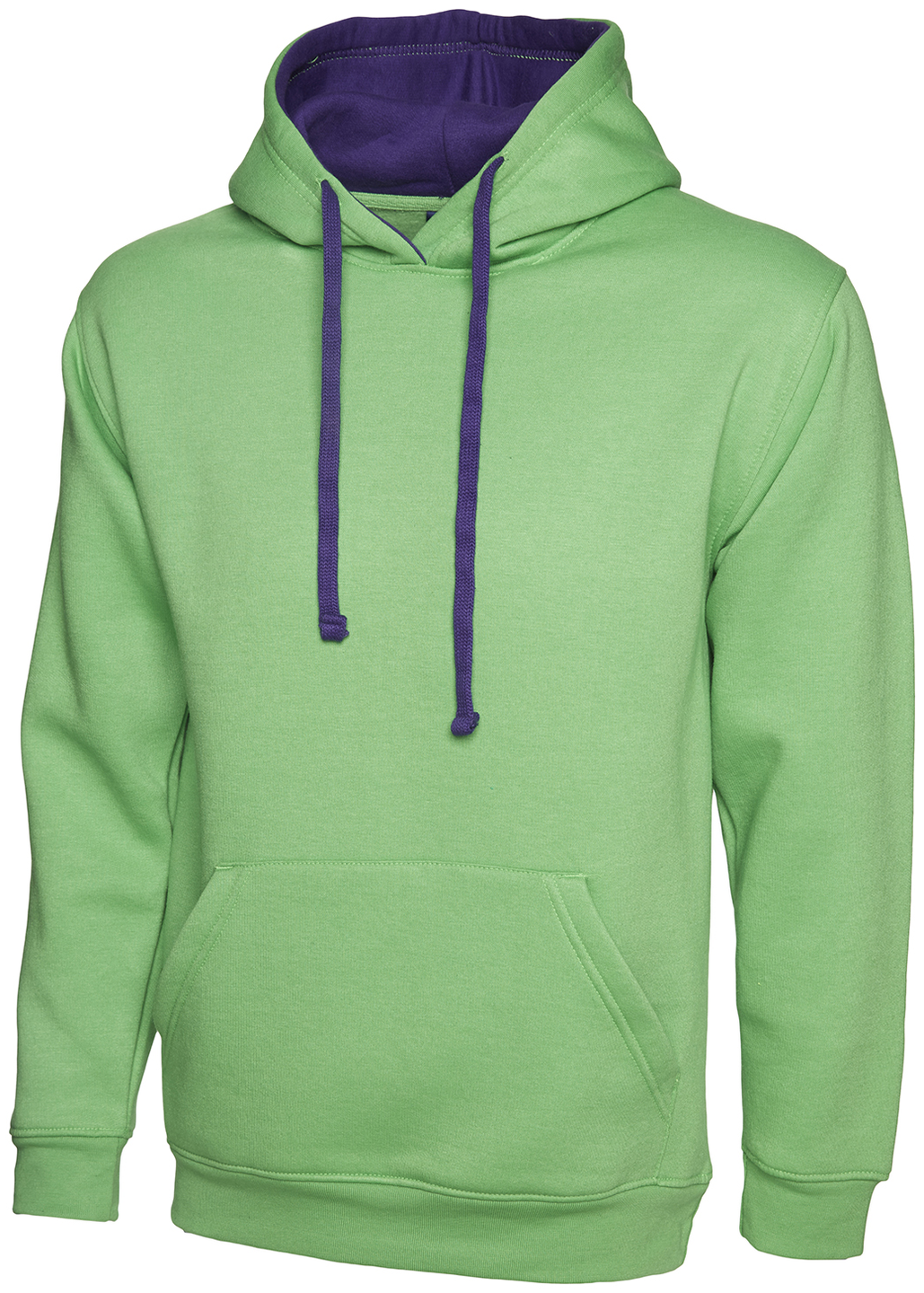 Contrast Hooded Sweatshirt  | Lime/Purple