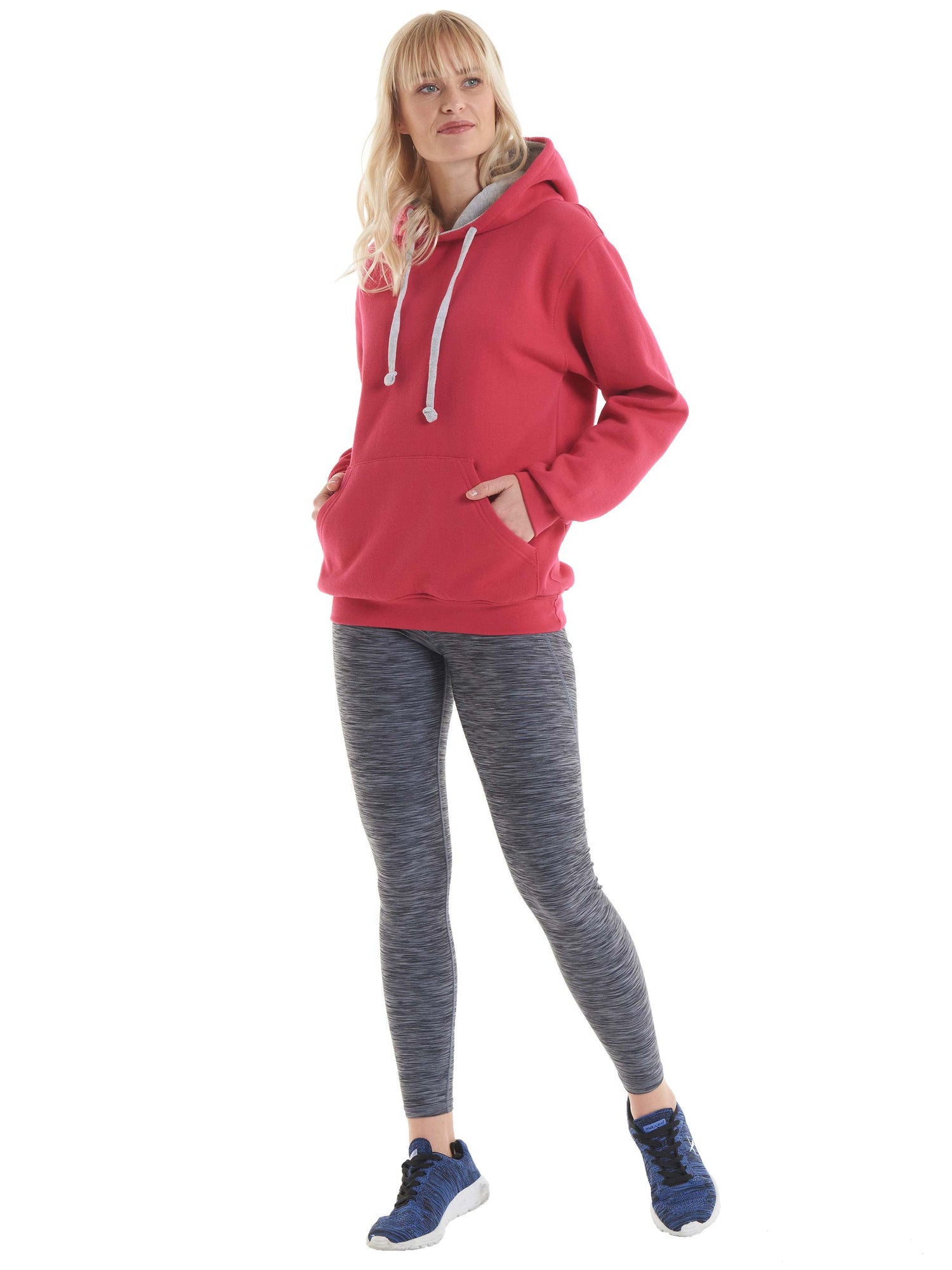 Contrast Hooded Sweatshirt  | Fuchsia/Heather Grey
