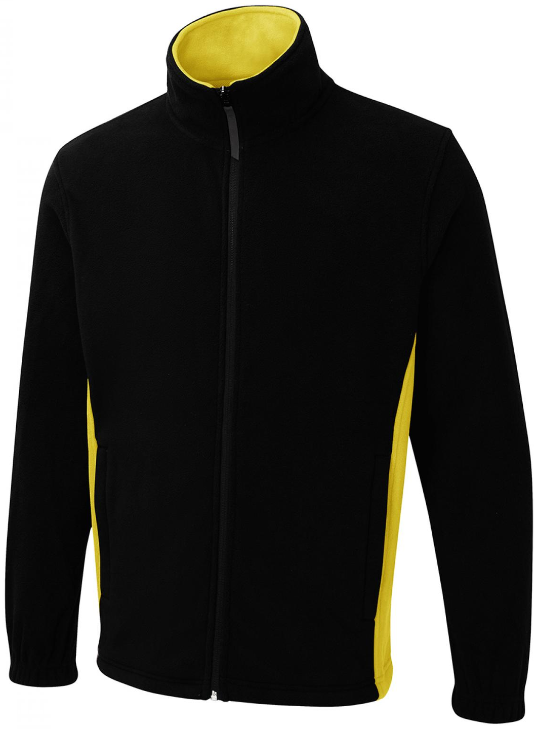 Two Tone Full Zip Fleece Jacket | Black/Yellow