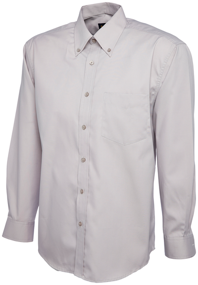 Mens Pinpoint Oxford Full Sleeve Shirt | Silver Grey