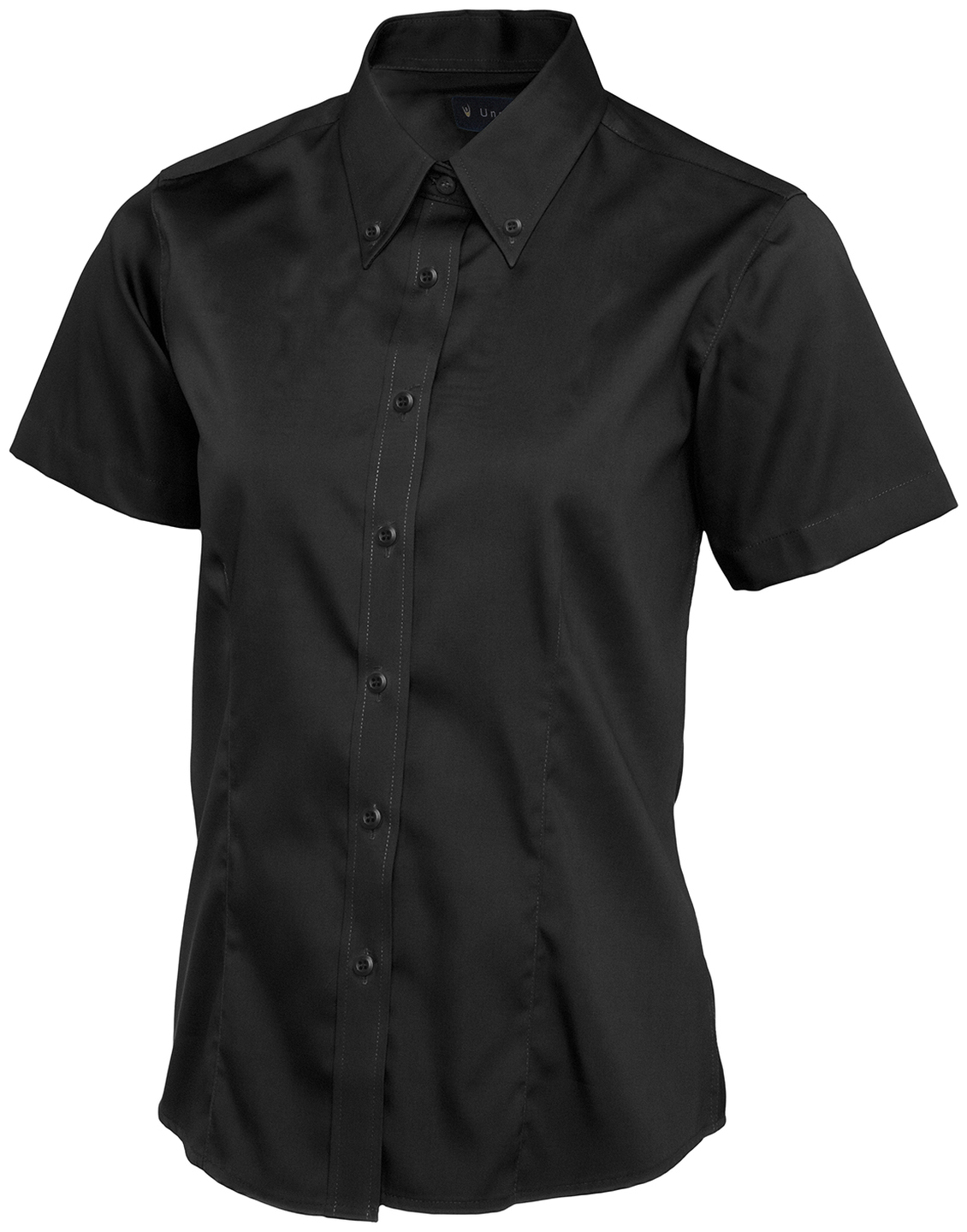 Ladies Pinpoint Oxford Half Sleeve Shirt | Black