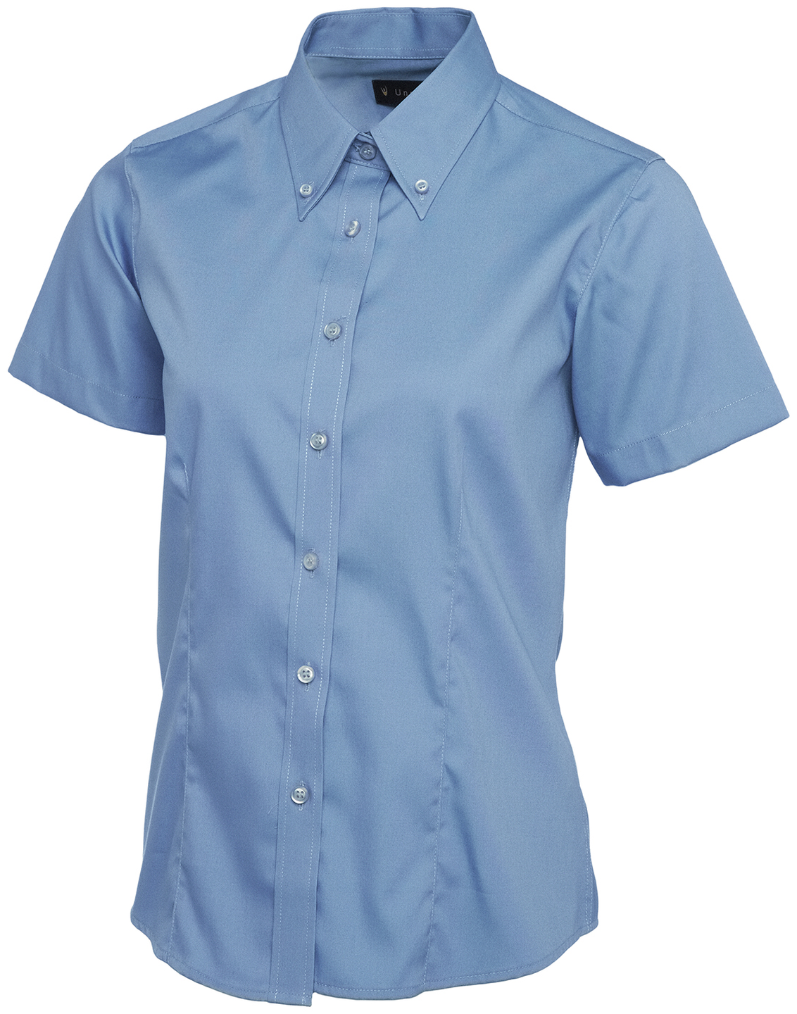 Ladies Pinpoint Oxford Half Sleeve Shirt | Mid Blue