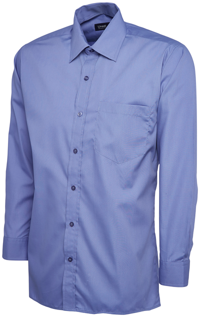 Mens Poplin Full Sleeve Shirt | Mid Blue