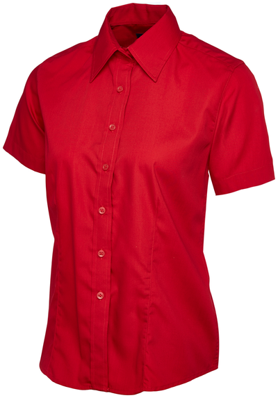 Ladies Poplin Half Sleeve Shirt | Red