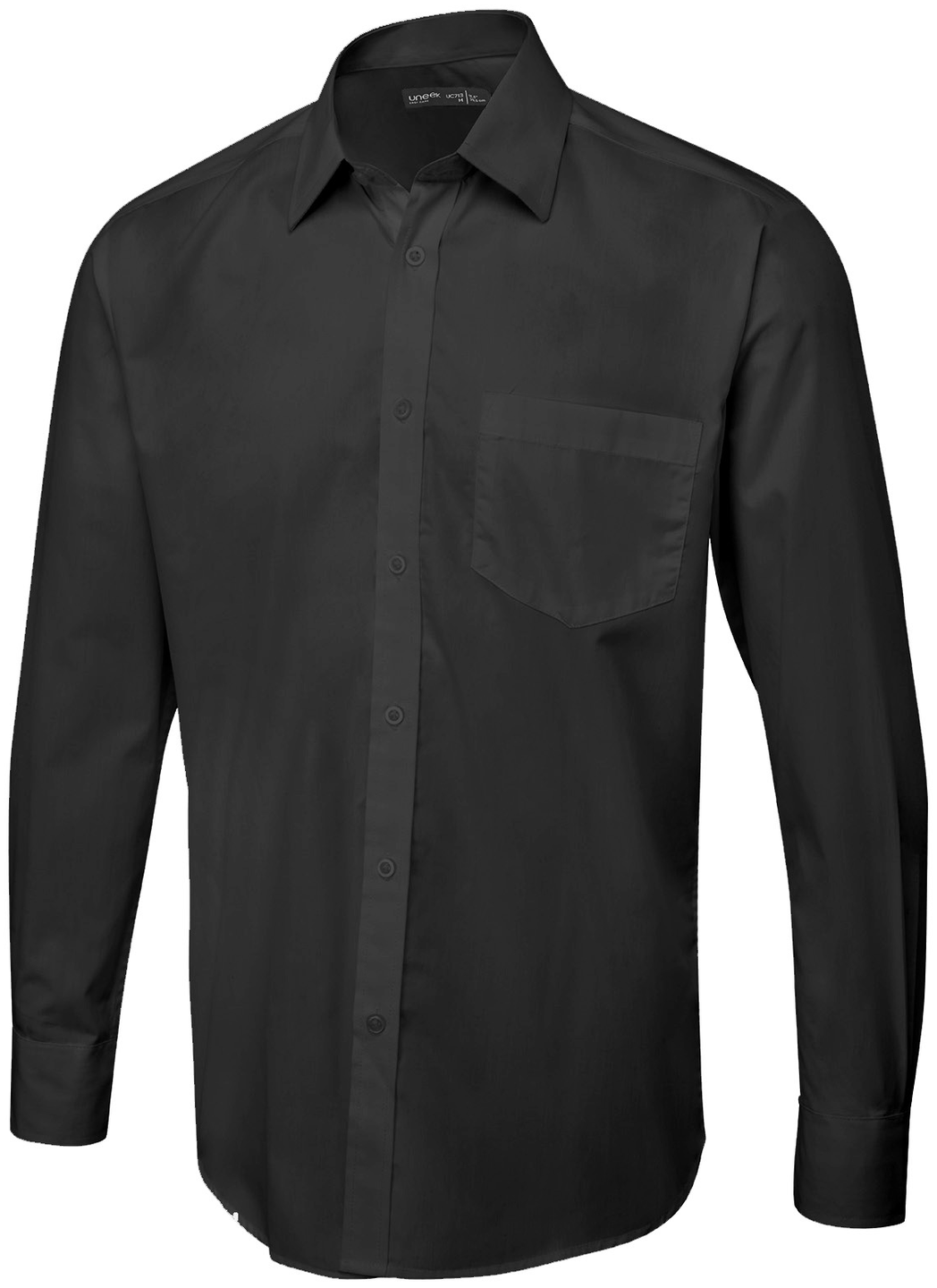 Mens Long Sleeve Poplin Shirt | Black