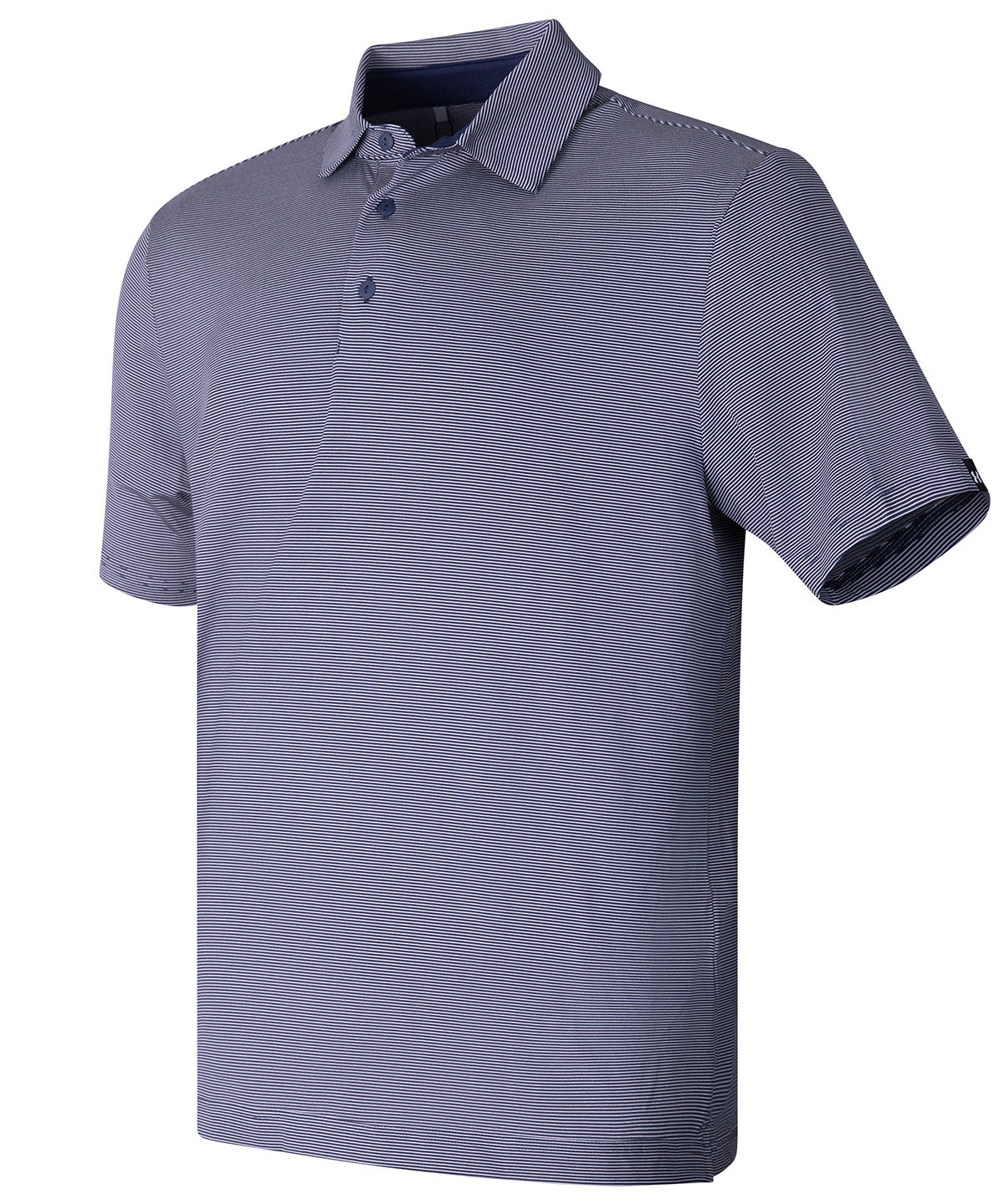 UA playoff 30 stripe polo LB  microstripe | midnight navy/white/midnight navy