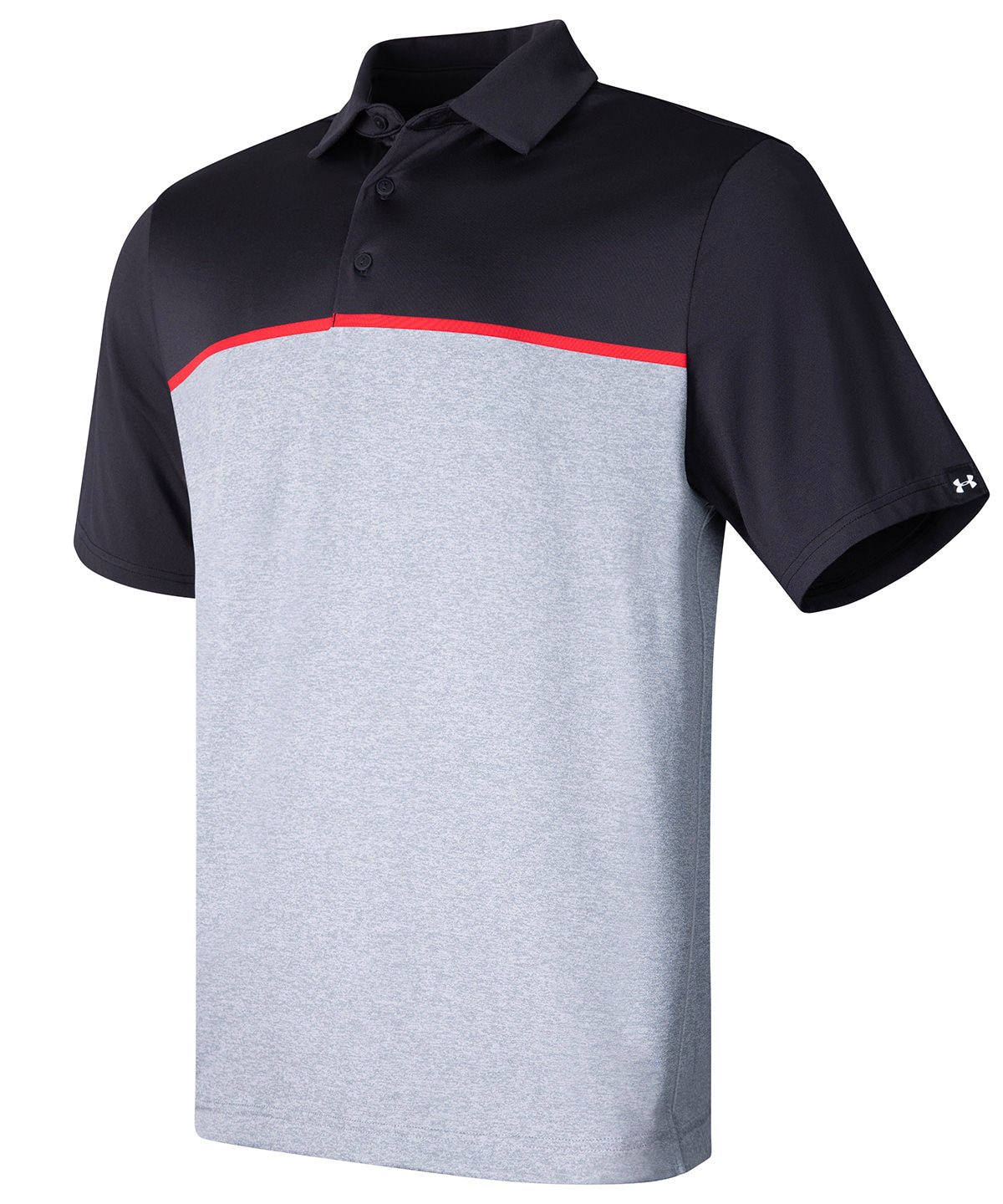 UA playoff 30 stripe polo LB  edge lit | Black/Red/Black