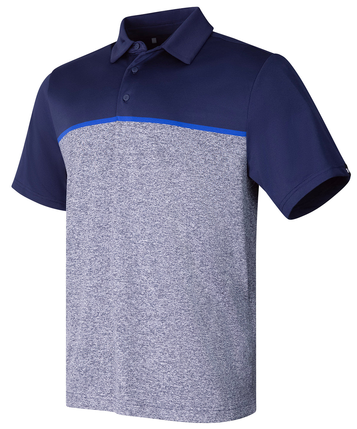 UA playoff 30 stripe polo LB  edge lit | midnight navy/royal/midnight navy