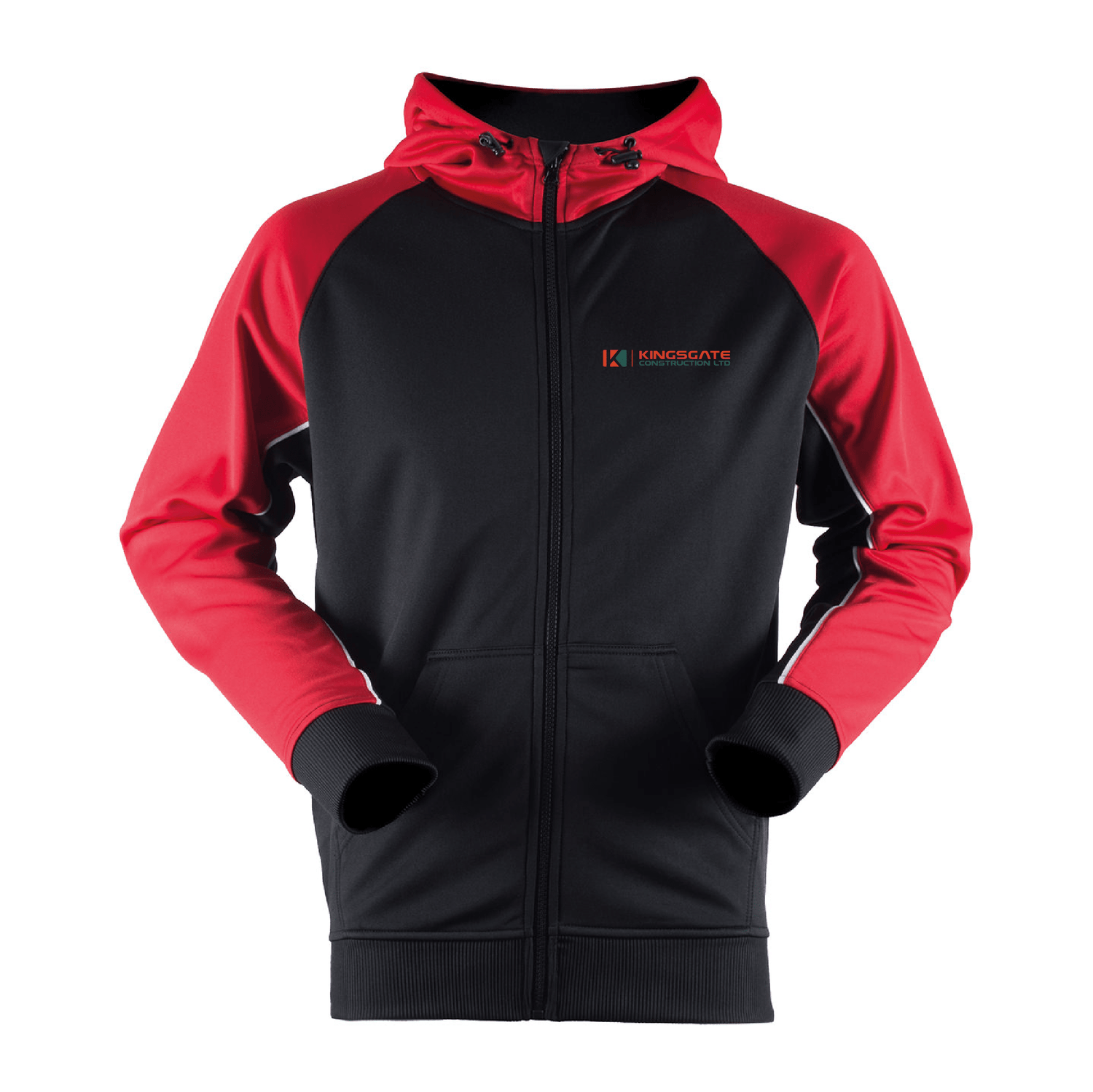 Kingsgate Construction - Panelled sports hoodie | Black/Red/White