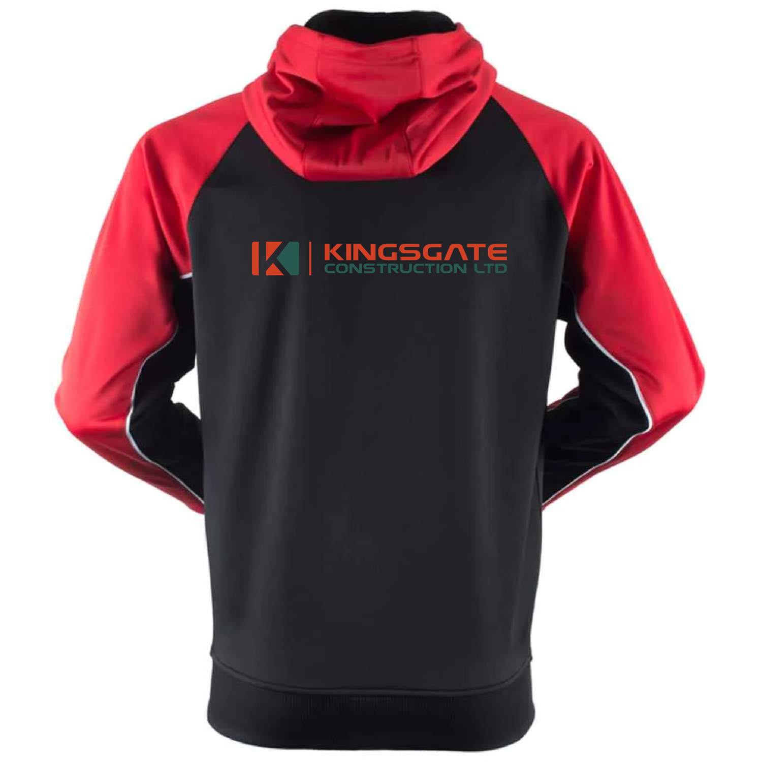 Kingsgate Construction - Panelled sports hoodie | Black/Red/White
