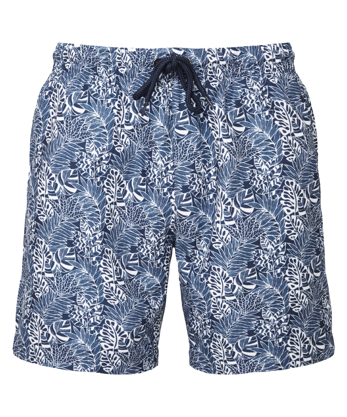 Mens swim shorts | white/navy leaf