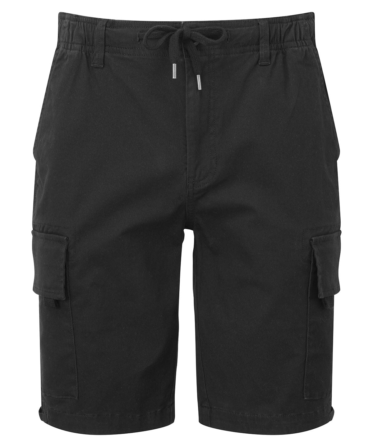 Mens drawstring cargo utility shorts | black